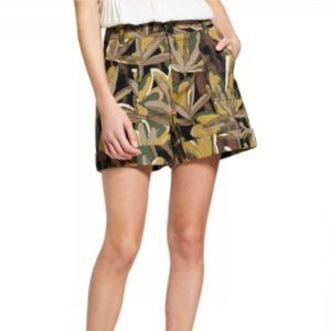Who What Wear Green Leaf Tropical Cuffed Shorts